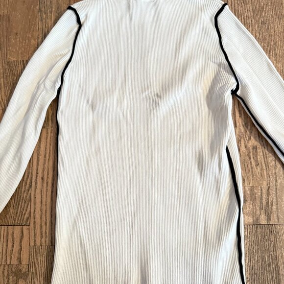 ZARA KNIT RIBBED SWEATER TOP LONG SLEEVE M BEIGE WITH BLACK TRIM - Picture 7 of 7